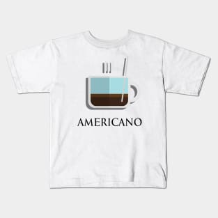 Hot americano coffee front view in flat design style Kids T-Shirt